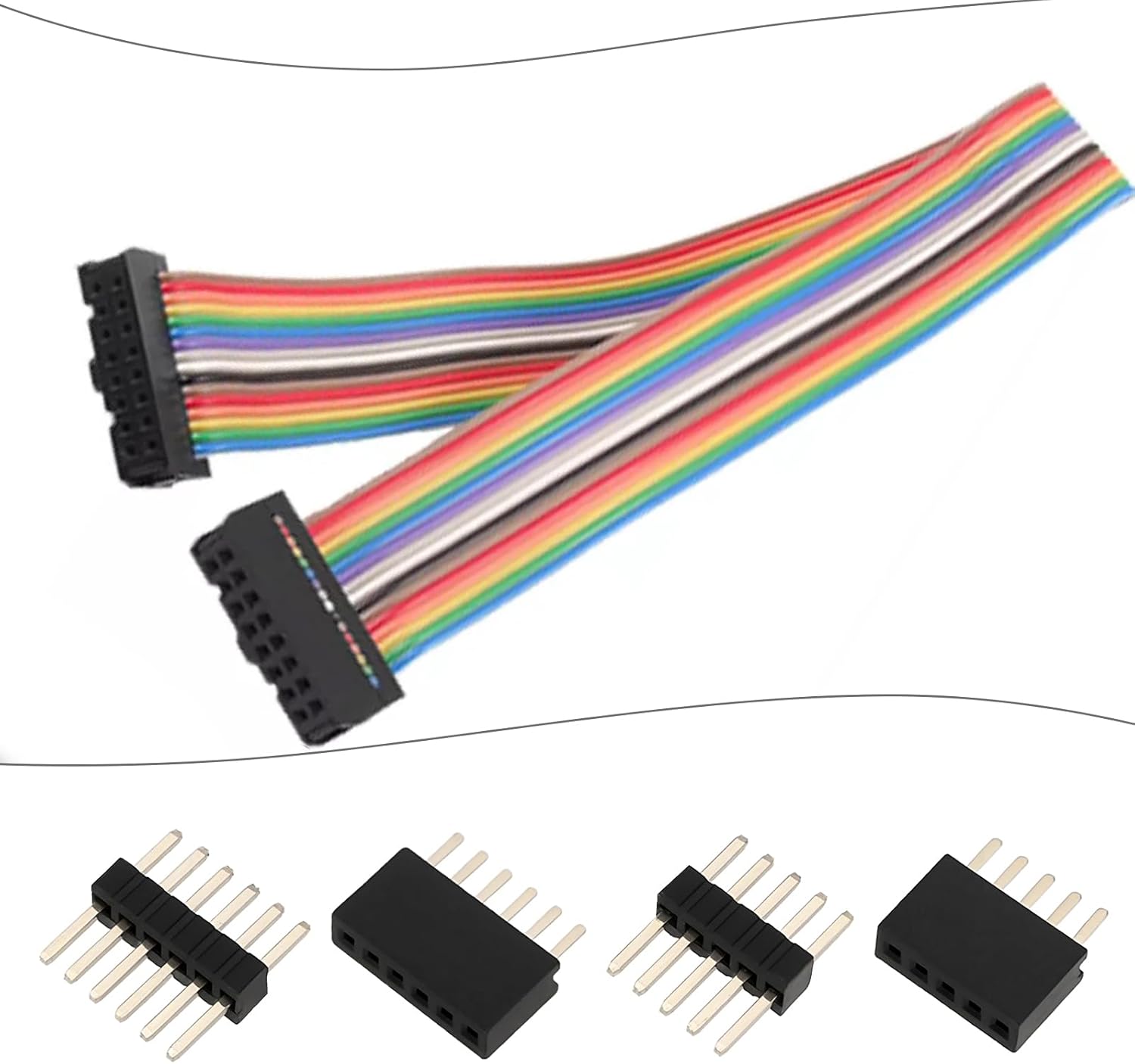 ECSiNG 50 Pairs RM 1.27mm Miniature Connectors Plug and Socket Set Includes 10 Pairs Each of 2 3 4 5 6 Pins Plugs and Sockets for Repairment and DIY