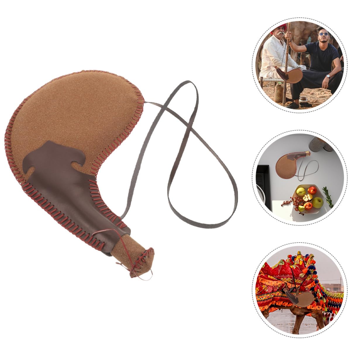 Healifty 2 Stück Traditionelle Bota Tasche aus Robustem Pu Leder 30cm Wasserbeutel für Camping Wandern Festival Leichter Flüssigkeitsbehälter mit Hüfttaschenfunktion Zufällige Farbe