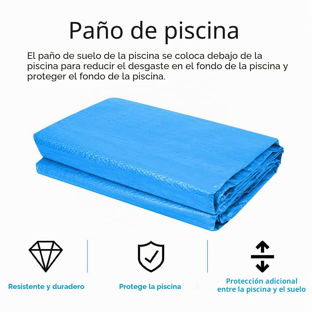 Alfombra de suelo para piscina, exterior de tierra, alfombra de protección azul, impermeable, plegable, protector de suelo para piscina rectangular y redonda (200 x 300 cm)