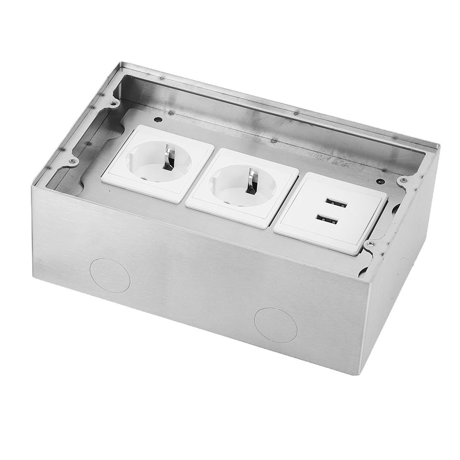 Topiky Scatola di Derivazione da Incasso a Pavimento, Kit Presa Piatta in Acciaio Inossidabile Impermeabile con 2 Porte USB, Presa Elettrica da 4KW 16A, per Ufficio Domestico in Marmo