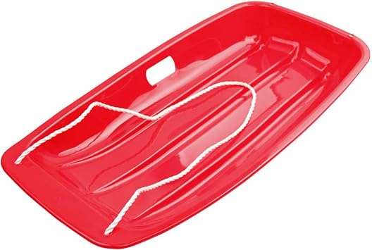 Plastic Toboggan Snow Sled with Pull Rope and Handle Grips, Classic Winter Fun Ski Skooter Snowboard Kick-Scooter Sled for Use on Snow, Snow Toys for Family and Friend