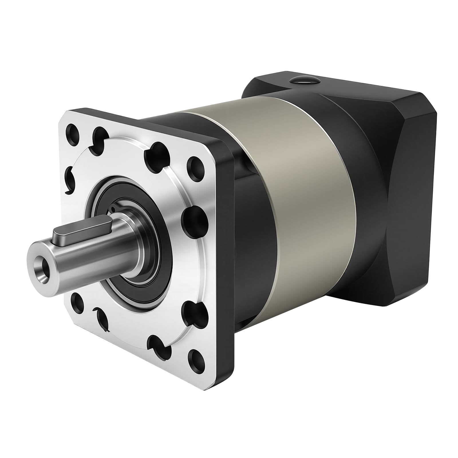 Reductor de velocidad de caja de cambios planetaria 3500 rpm, relación de caja de engranajes 100:1, contragolpe 7 arco min para eje de 14 mm/12,7 mm nema34 motor paso a paso de 86 mm