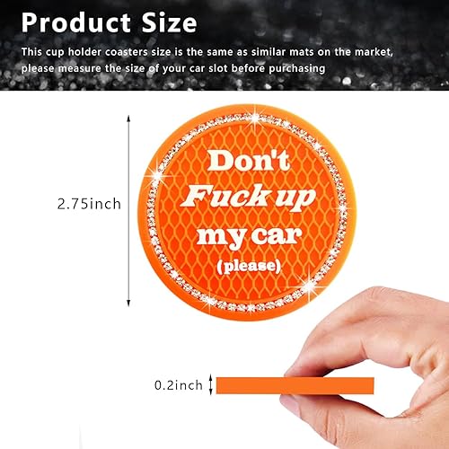 Miniatura 9 de Paquete de 2 posavasos brillantes para automóvil y 1 funda para botón de inicio y parada, almohadilla de goma suave con diamantes de imitación de