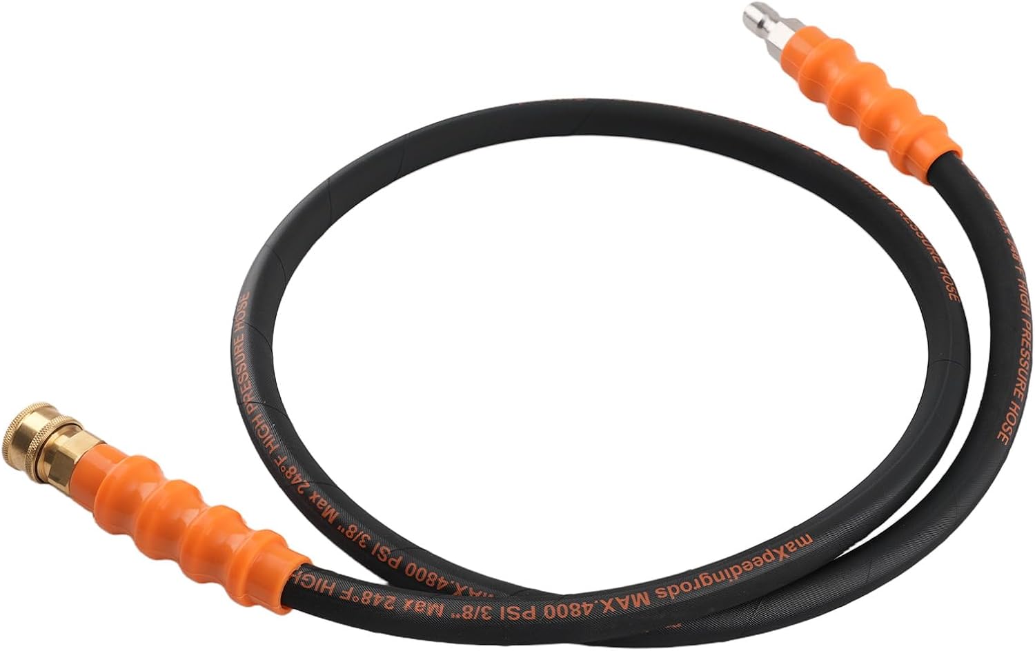 maXpeedingrods Pressure Washer Hose 5FT with 3/8 Inch Quick Connect, 4800PSI Kink Resistant High Tensile Wire Power Washer Hose, Flexible Replacement Hose Adapter Set for Cold & Hot Water (Up 248℉)