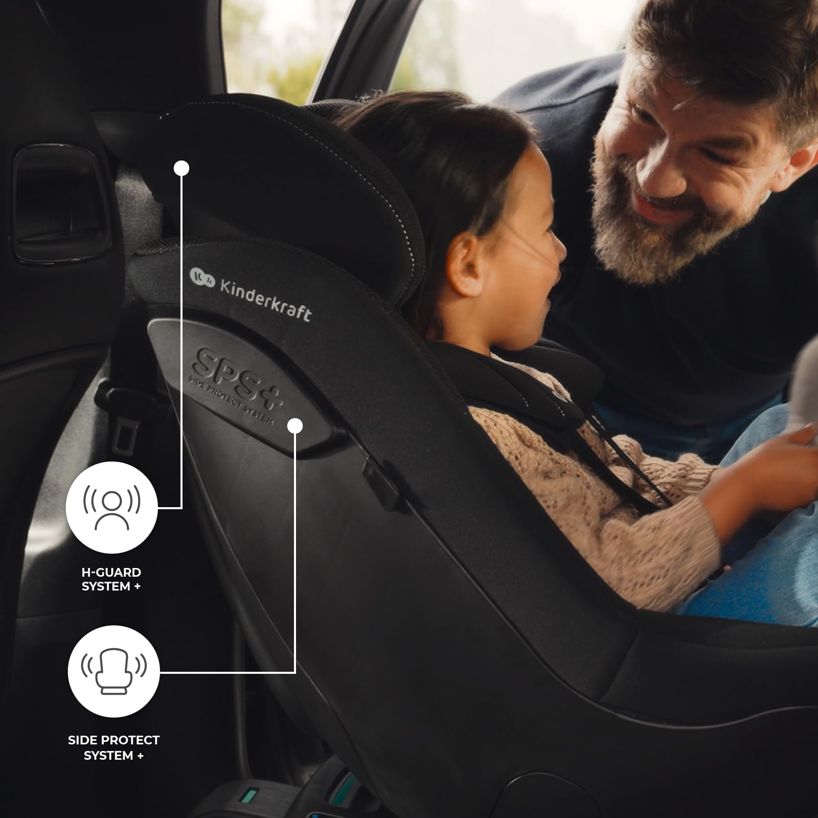 Kinderkraft I-GUARD PRO i-Size, siège auto rotatif 360°, 61–105 cm, ISOFIX, jambe de support, harnais 5 points, H-GUARD, SPS+, Noir