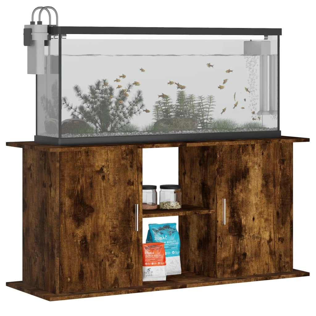 Homgoday Support pour aquarium - Table d'aquarium - Meuble bas - Meuble pour aquarium - Meuble pour terrarium - Chêne fumé - 121 x 41 x 58 cm - Matériau dérivé du bois
