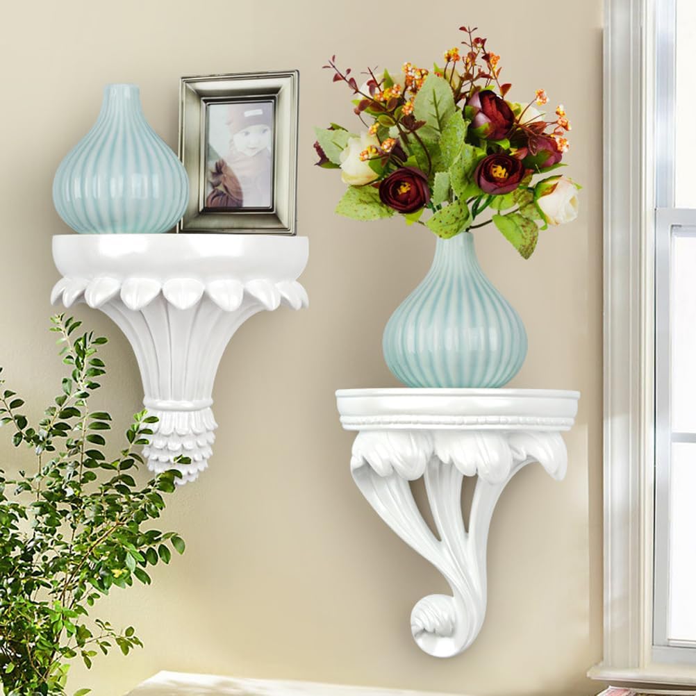 Cabilock Small Victorian Decorative Floating Shelves - Resin Wall Mounted Decor Shelves, Classic Wall Display Organizer, Retro European Style Decorative Rack for Home Living Room Bedroom
