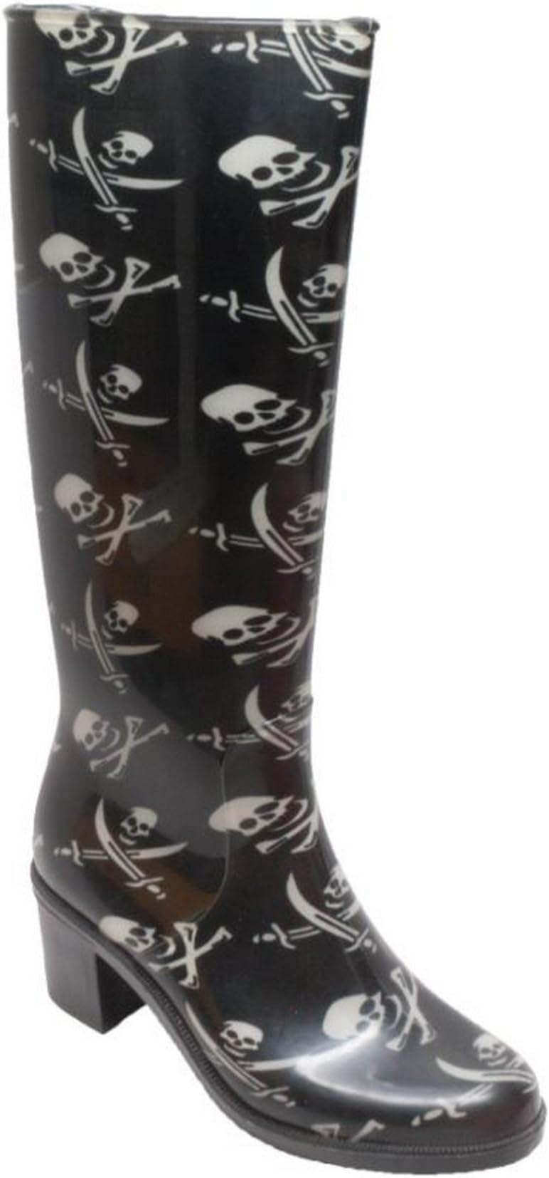 Women 16" 8475 Fashion Rain Boot Black