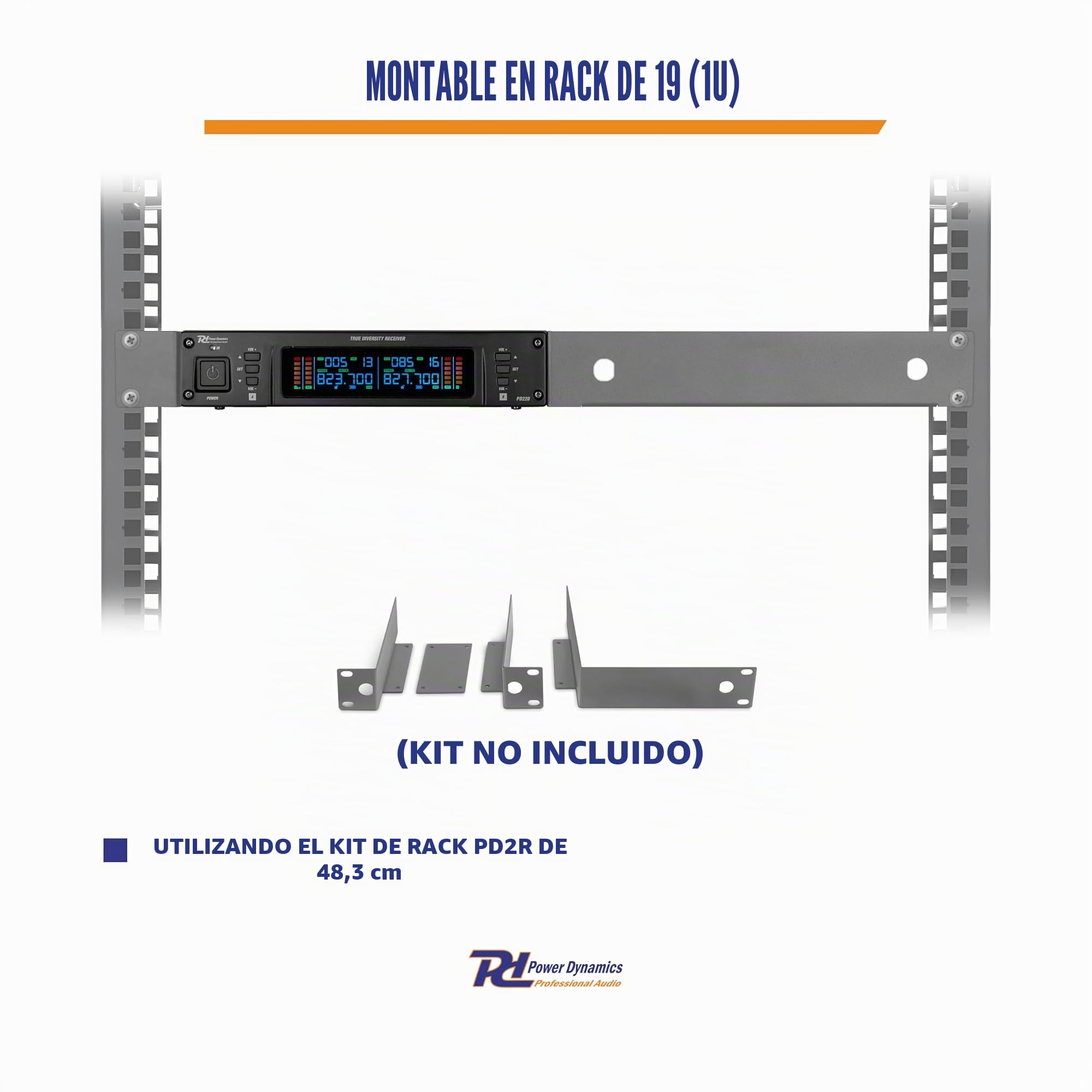 Power Dynamics PD22 Sistema inalámbrico UHF con 2 micrófonos | True Diversity, 2 micrófonos, 80 canales por unidad, incluye maletín de transporte