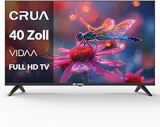 CRUA 40 Inch Smart TV VIDAA, Full HD 1080P LED TV with HDMI USB AV, Triple Tuner DVB-T2/T/C/S2, Compact Flat Screen TV for Home, Bedroom or Kitchen, Black [Energy Class E]