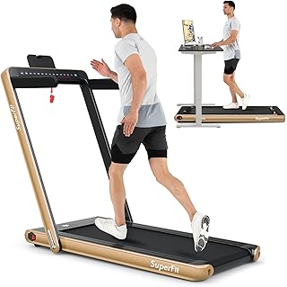 Goplus 2 in 1 Folding Treadmill with Dual Display, 2.25HP Under Desk Electric Pad Treadmill, Installation-Free, Bluetooth Speaker, Remote Control, Walking Jogging Machine for Home/Office Use