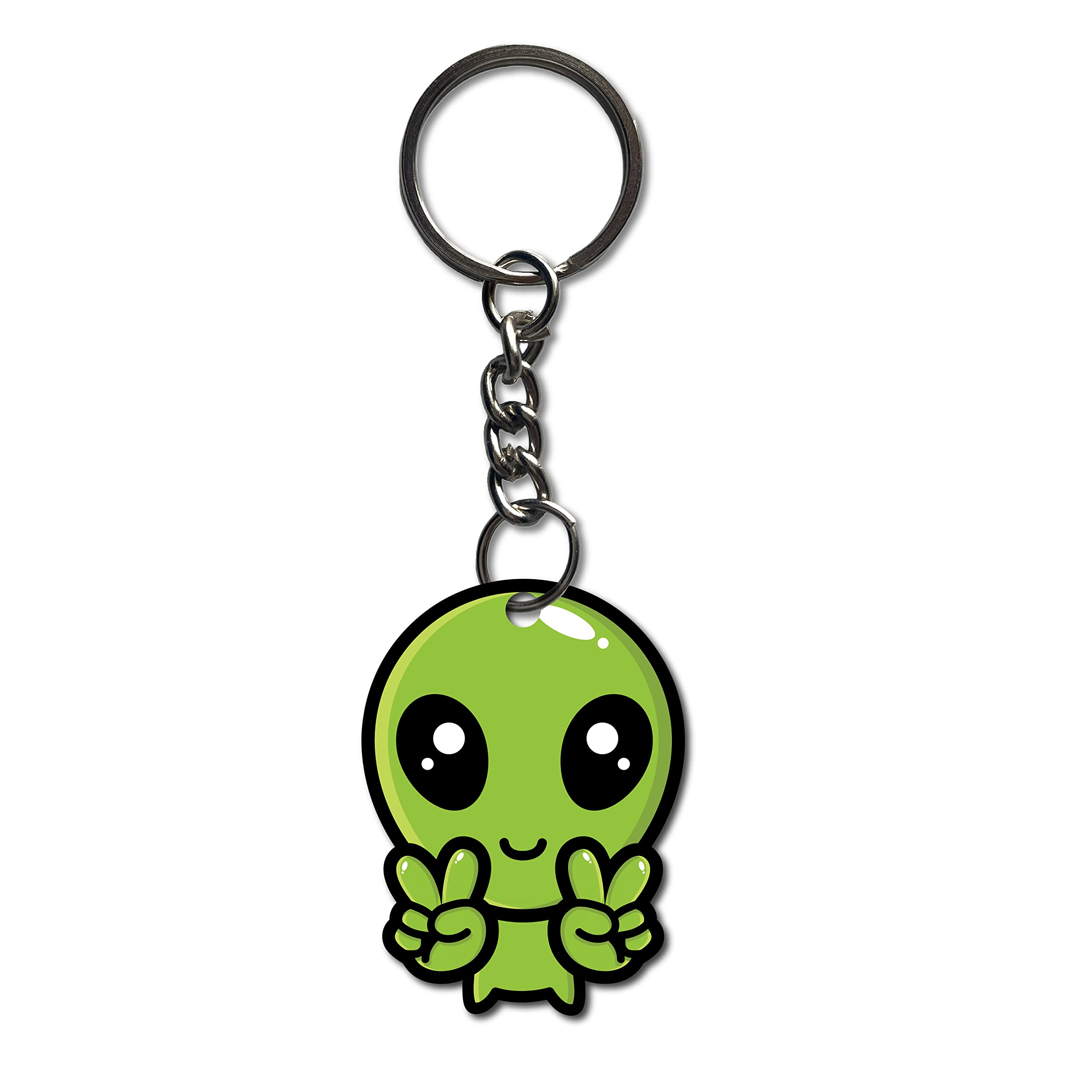 Little Cute Alien Printed Keychain Bike Car/Men/Bag Key Tag Keyrings Multicolor (1.8 x 2.5 Inch)-image-22