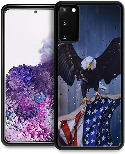 DJSOK Funda compatible con Samsung Galaxy S20 FE, diseño de águila y bandera estadounidense con diseño de águila y funda protectora de silicona suave