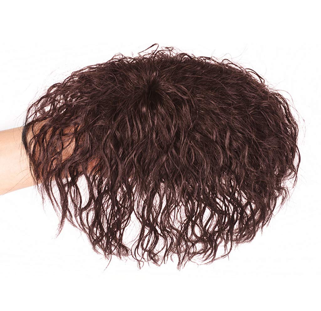 Amazon.com : Mini Curly Human Hair Piece for Cover Grey Hair Forehead  Wiglet Closure Clip on Topper 5.5" x 5.5" Dark Brown : Beauty & Personal  Care
