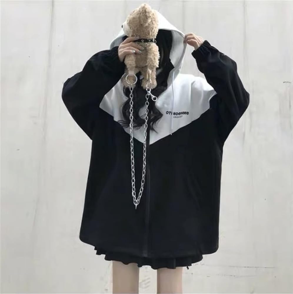 可愛い大きいパーカーコート　韓国製 エンボスロゴダブルドロストコードパーカー 可愛い カジュアル