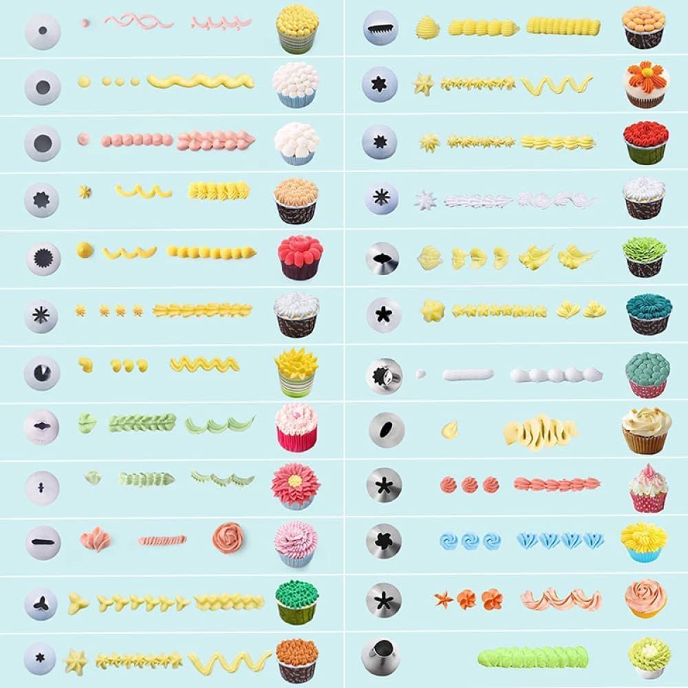 BKEKM Juego de Puntas para tuberías, boquillas para Pastel, Juego de confitería, Puntas para Manga pastelera, Galletas, Magdalenas, Herramienta de decoración de Pasteles, Juego de Tubos de Estrella