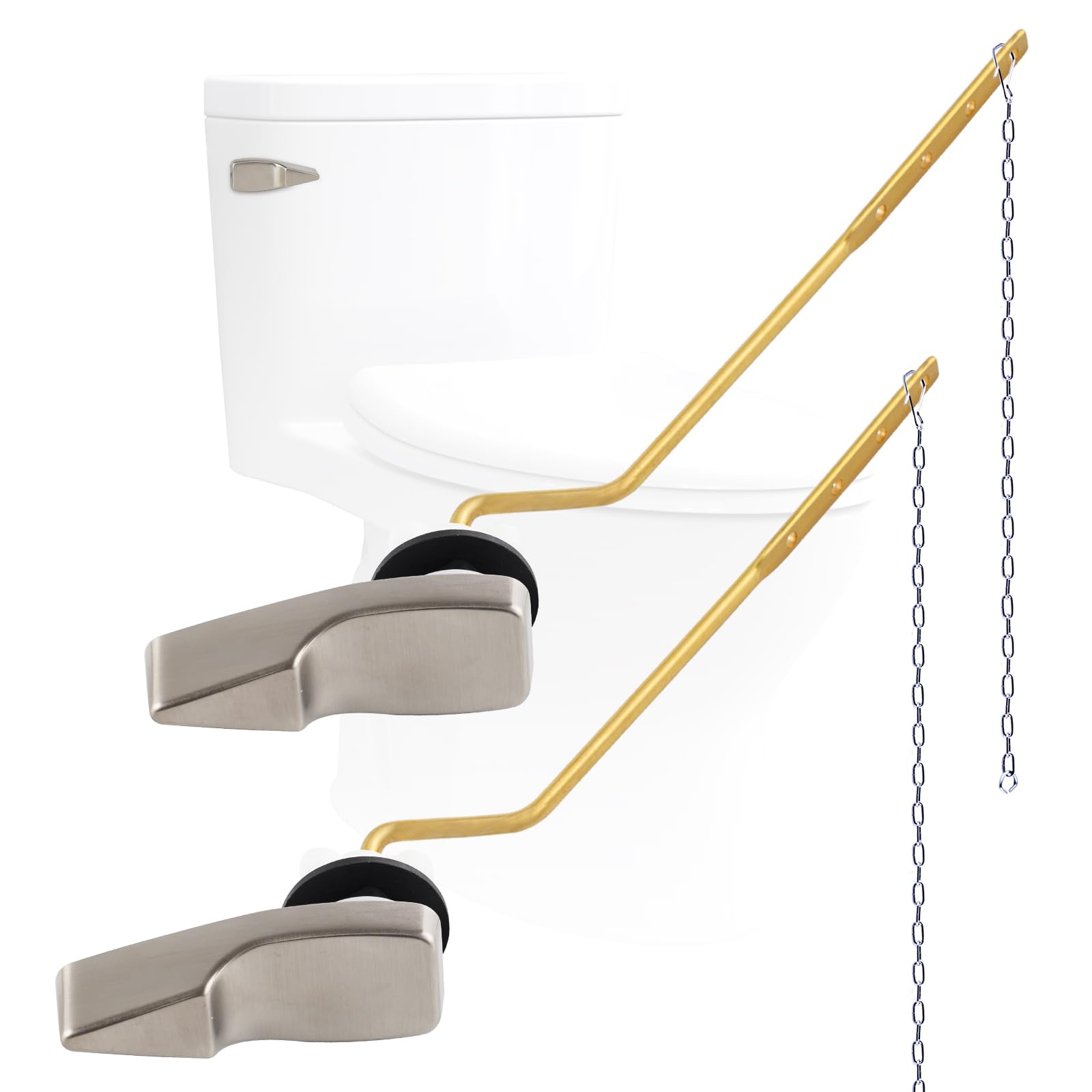 2PACK Universal Side Mount Toilet Handle Replacement Kit, Brushed Nickel