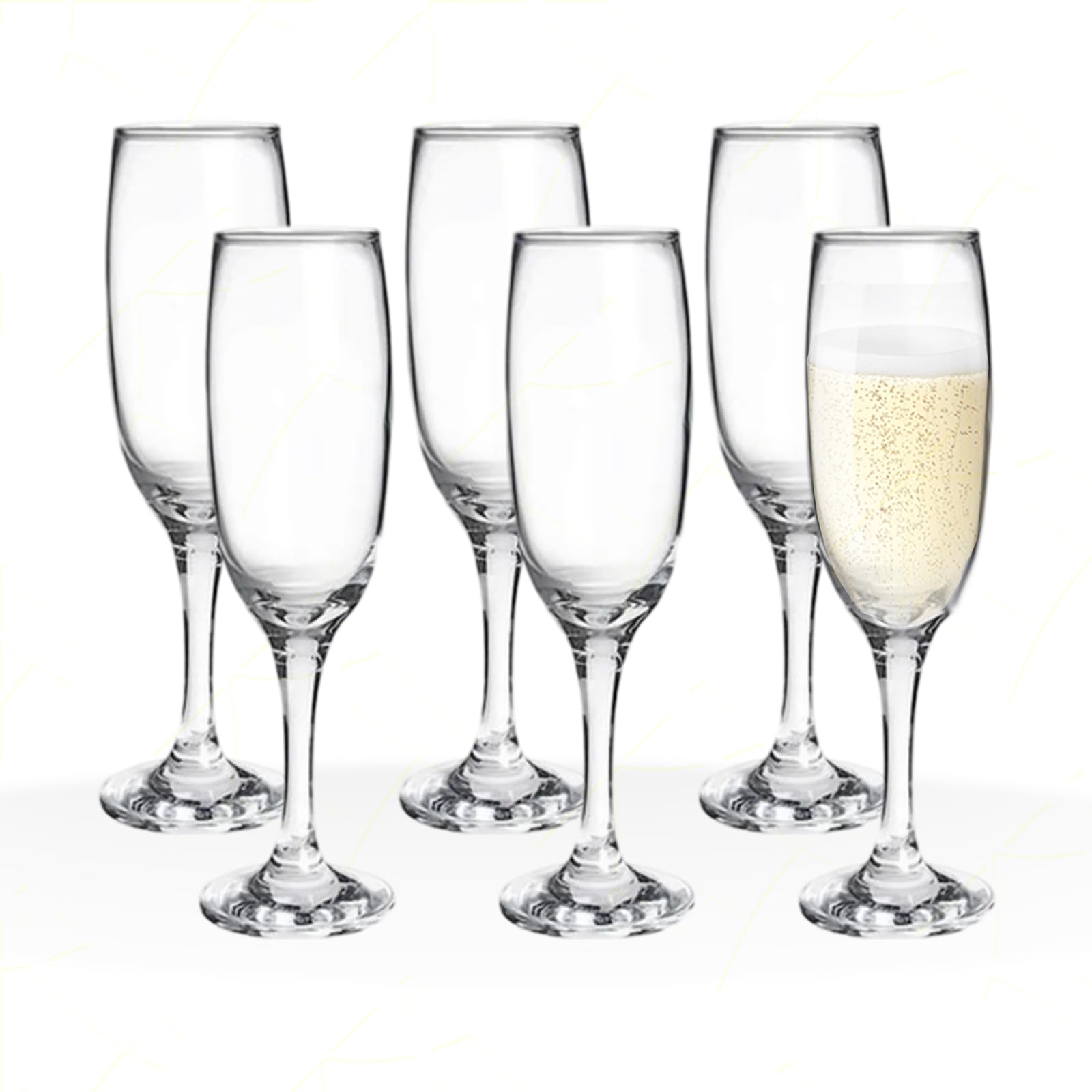 Sicignano - Gobelet Flute Emperador 21.5 cl, lot de 18 pièces, verre transparent, hauteur 21 cm, lavable au lave-vaisselle