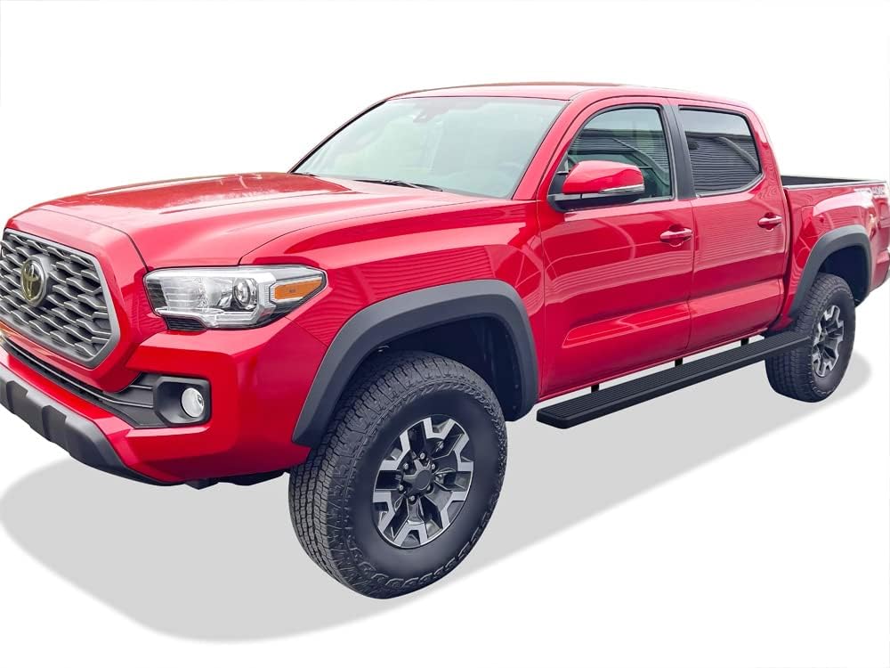 APS 5in Wheel-to-Wheel Black Nerf Bars Compatible with Toyota Tacoma Double Crew Cab 5ft 05-23