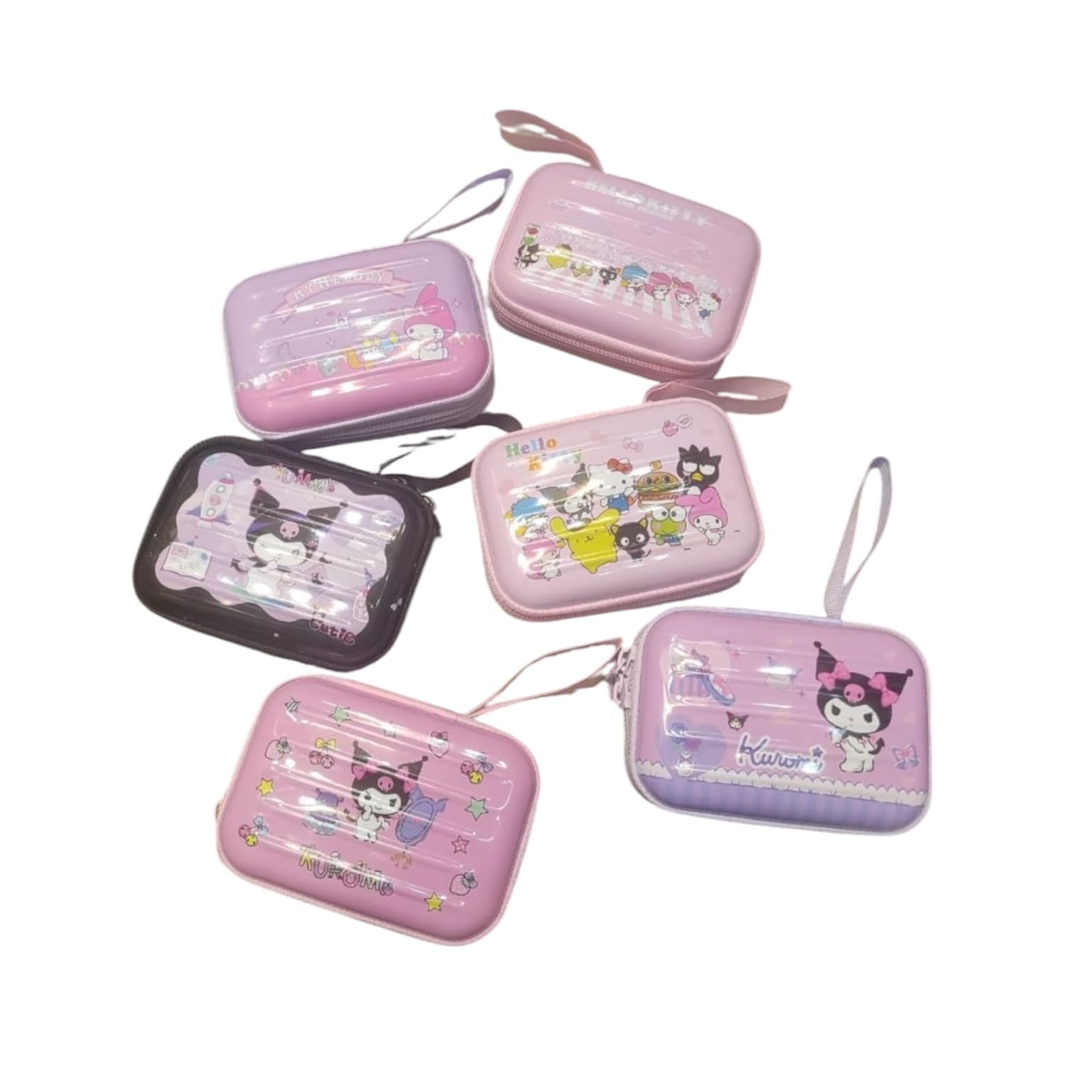 TREND-ASPIRE Cutest Lovely SANROI Kuromi and Friends Metal Coin Bag Zipper Pouch Coin Purse (Pack of 02 Pcs.) Assorted Colour, Model-New