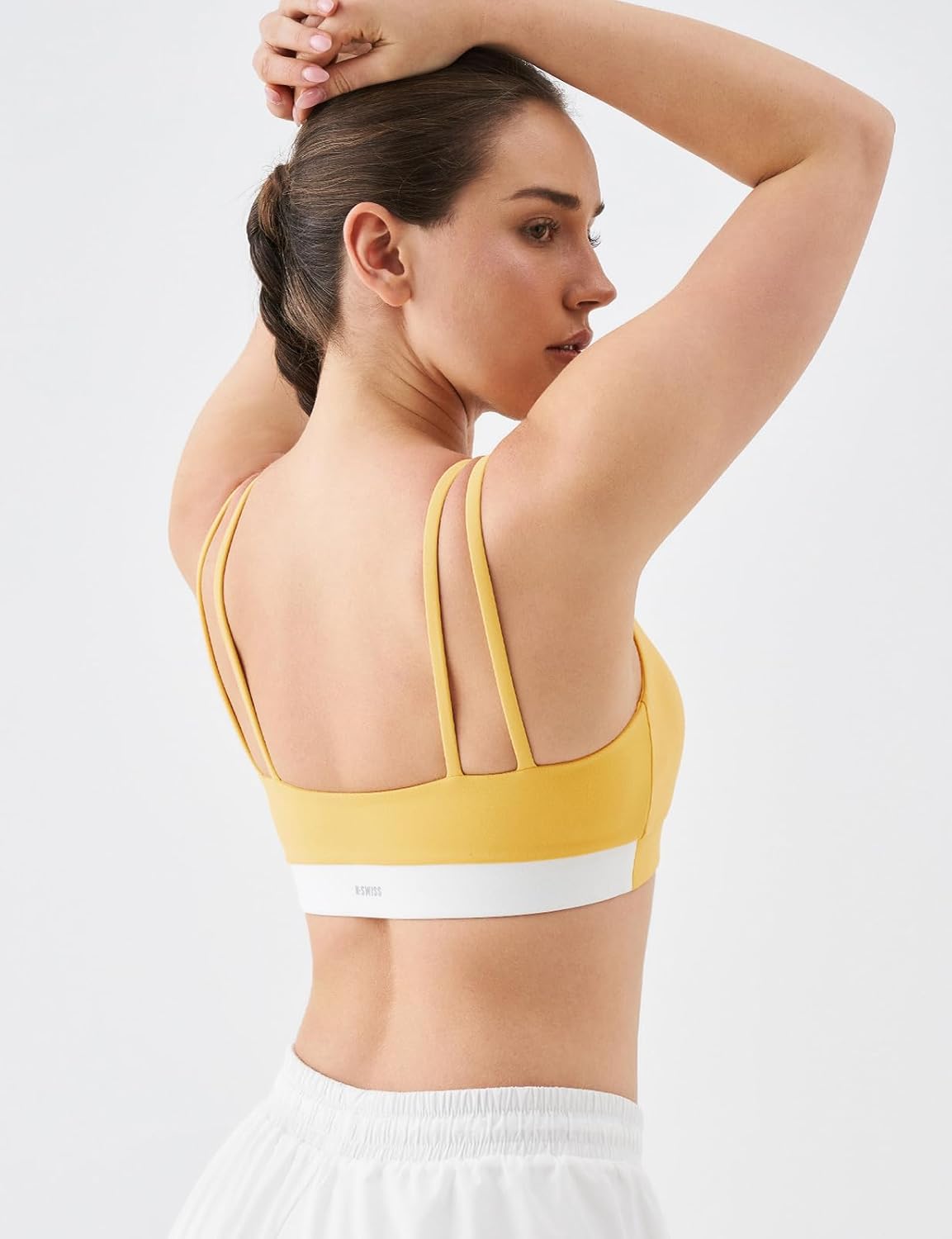 K-Swiss CICLO Fiber Sports Bras for Women - Scoop Neck Thin Straps Padded Yoga Bras Medium Support Workout Gym Tops
