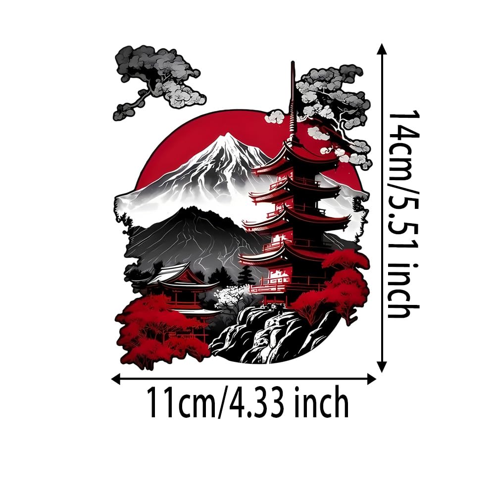 2 pièces 11 x 14 cm Autocollant de voiture style japonais Paysage Architecture pour Camion et Van Imperméable Vinyle | #DZ50 - 4