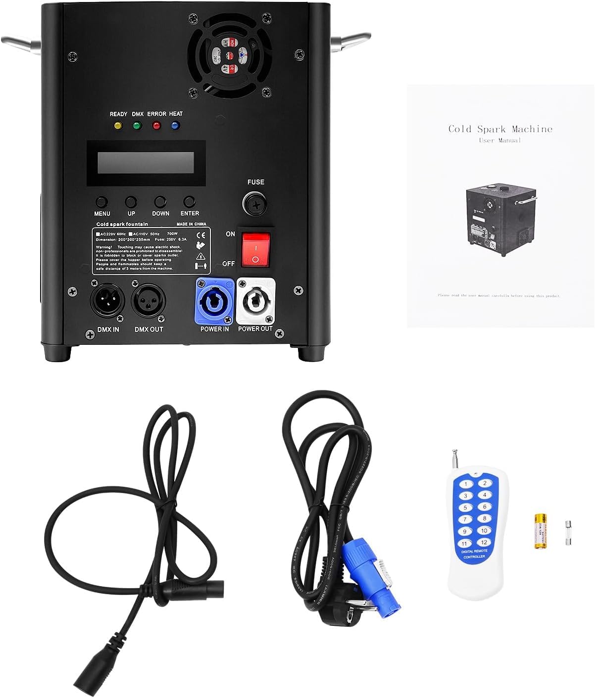 Pyrotechnikmaschinen, 700W Cold Spark Feuerwerksmaschine Stage Spezialeffekt Machine für Große Auftritte Hochzeitsfeier Bar Hochzeit, Bühne Party, 220V/60Hz
