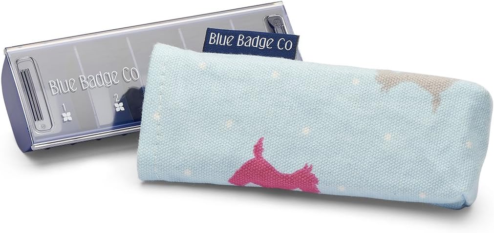 Blue Badge Everyday Pill Box with Stylish Carry Case in Dotty Scotties