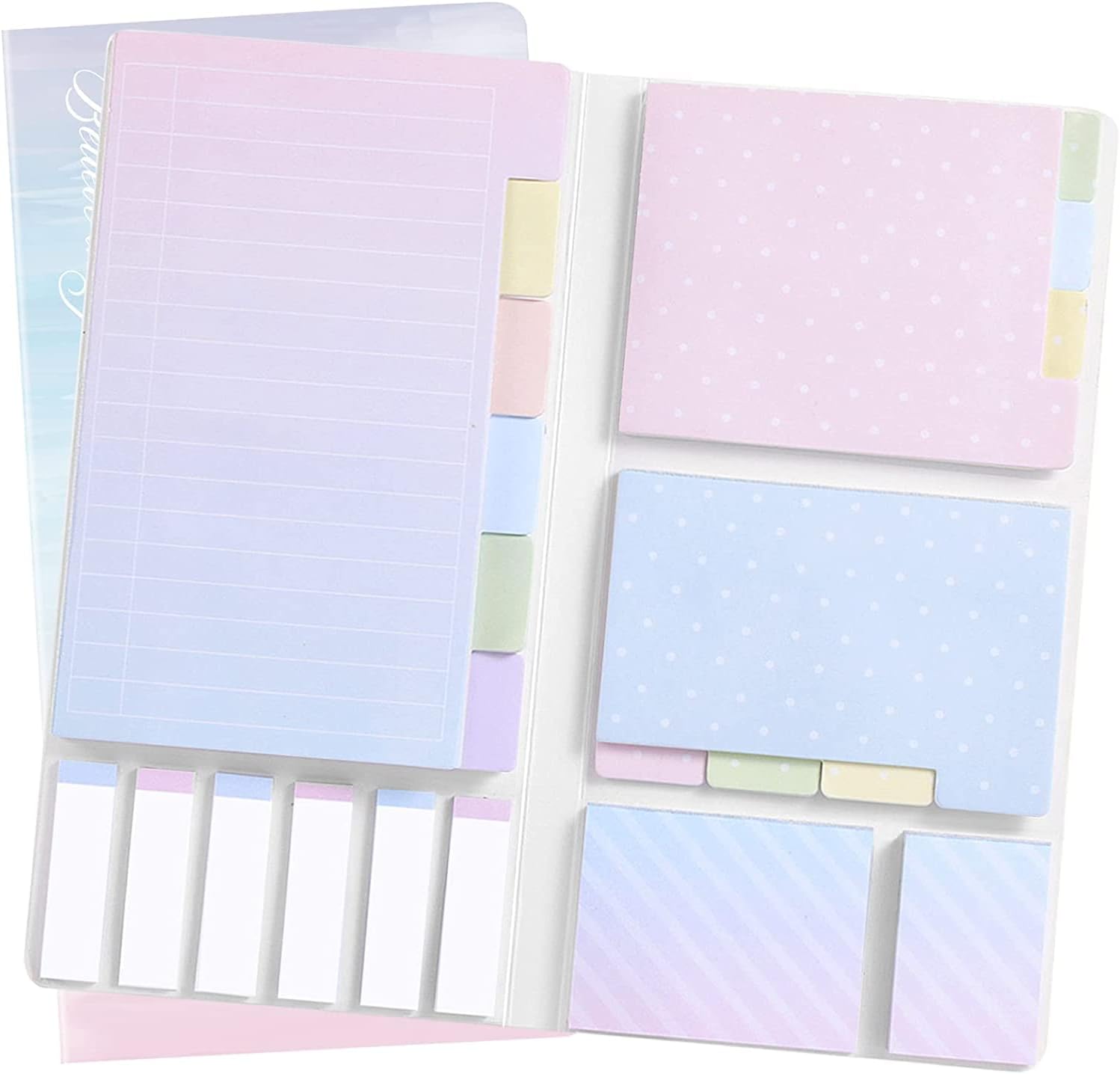 MeRaYo Sticky Notes Set Neon Memo Pad Divider Self Stick Notes Pads with Bookmark Index for Planner Sticky Notes for School Home Office Supplies (Pink)