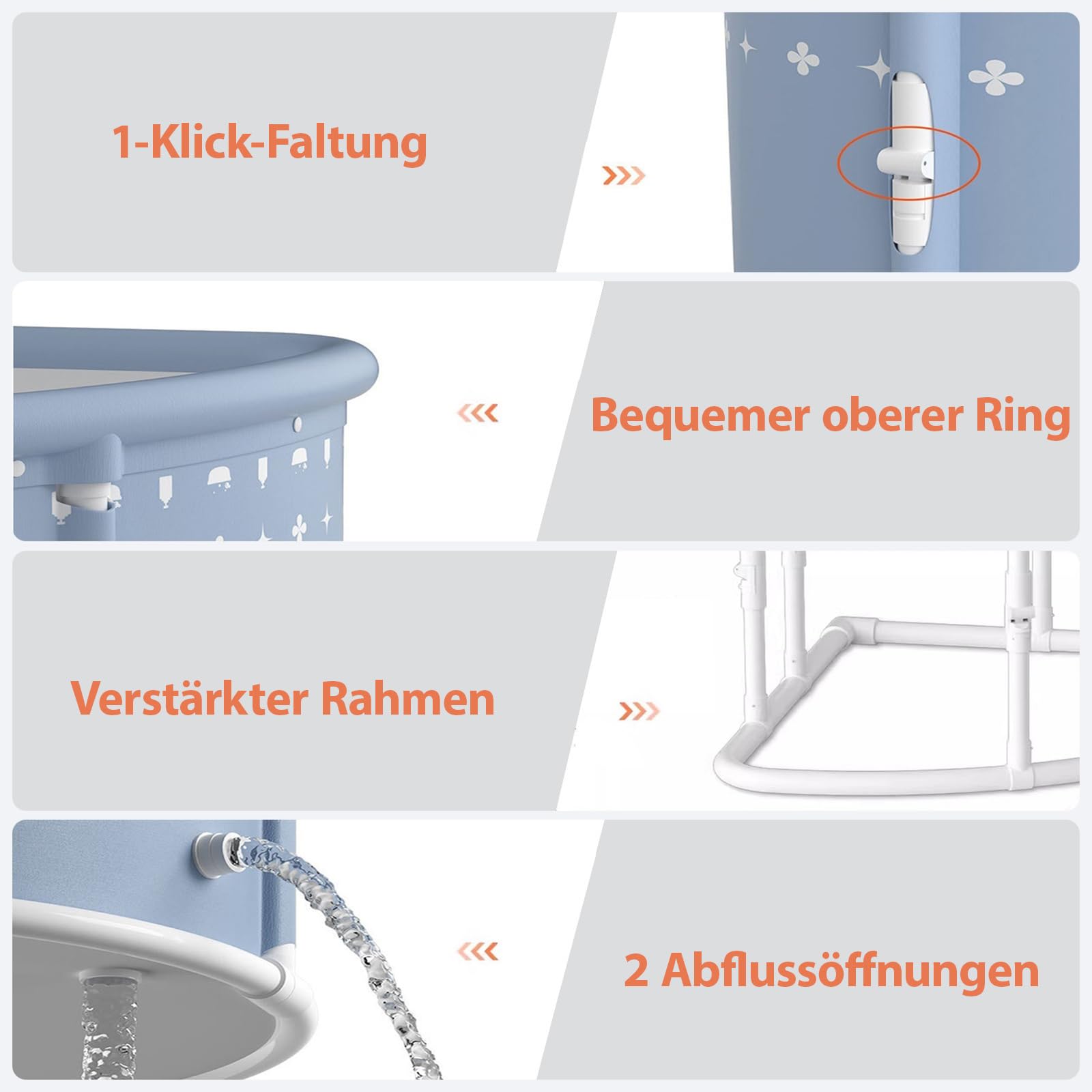 Faltbare Badewanne Für Erwachsene, 3s Ein Klick Falten, Freistehende Badewanne Mit Ablaufrohr, Tragbare Badewanne Für Home SPA, Eisbad