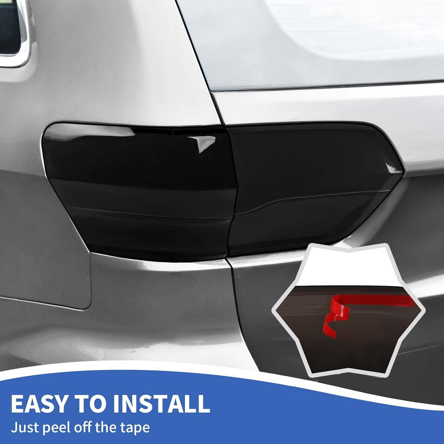 Smoked Tail Light Lamp Cover Guard Trim Compatible with Jeep Grand Cherokee Accessories 2014-2020, Smoked Black