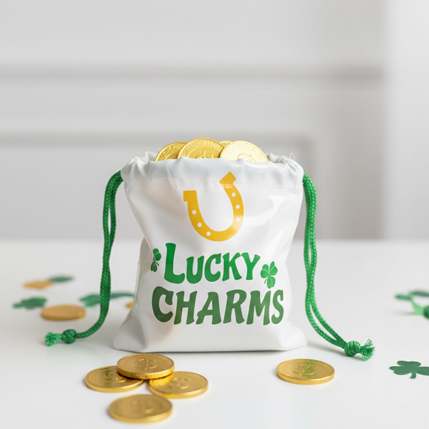 Fun Express 2 3/4" x 5" Bulk 144 Pieces Mini St. Patrick’s Day Drawstring Treat Bags