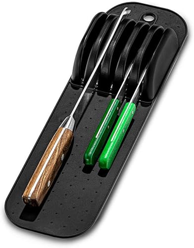 Miniatura 2 de Madesmart Tapete clásico de almacenamiento para cuchillos pequeños de 5 ranuras para cajones, bloque de cuchillos de cocina de agarre suave, carbono