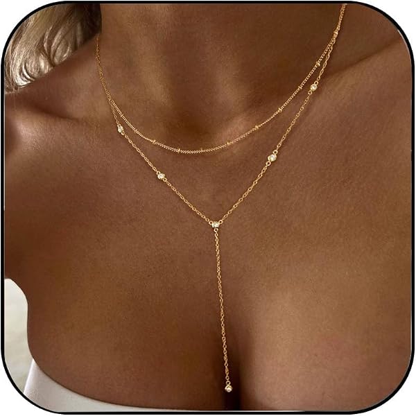 Layered Necklaces for Women: Dainty 14K Gold Plated Long Lariat Stack – Affordable, Elegant, and Trendy