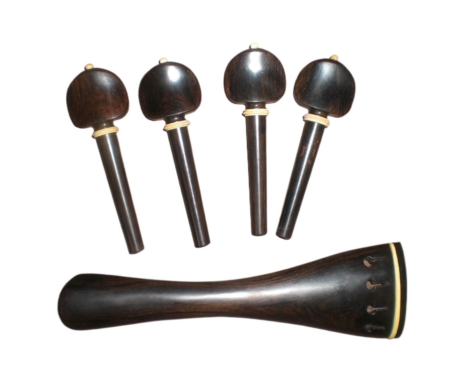 1 set di raccordi for violoncello in ebano con 1 cordiera e 4 piroli for violoncello 4/4