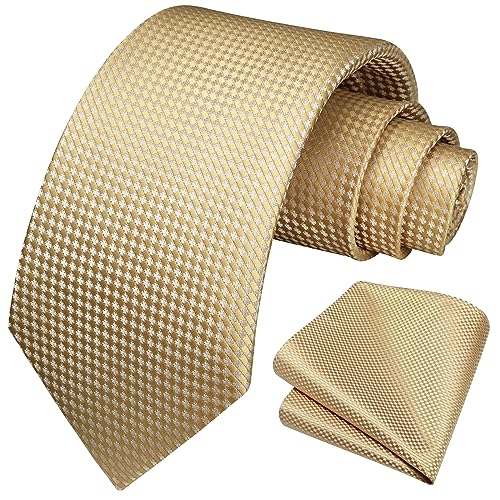 Image of HISDERN Mens Striped Tie and Pocket Square Set Necktie for Men | soft smooth texture, wrinkle-free, neat hand-tied knot, gifting ready, regular 3.4 width, coordinated look, business wedding