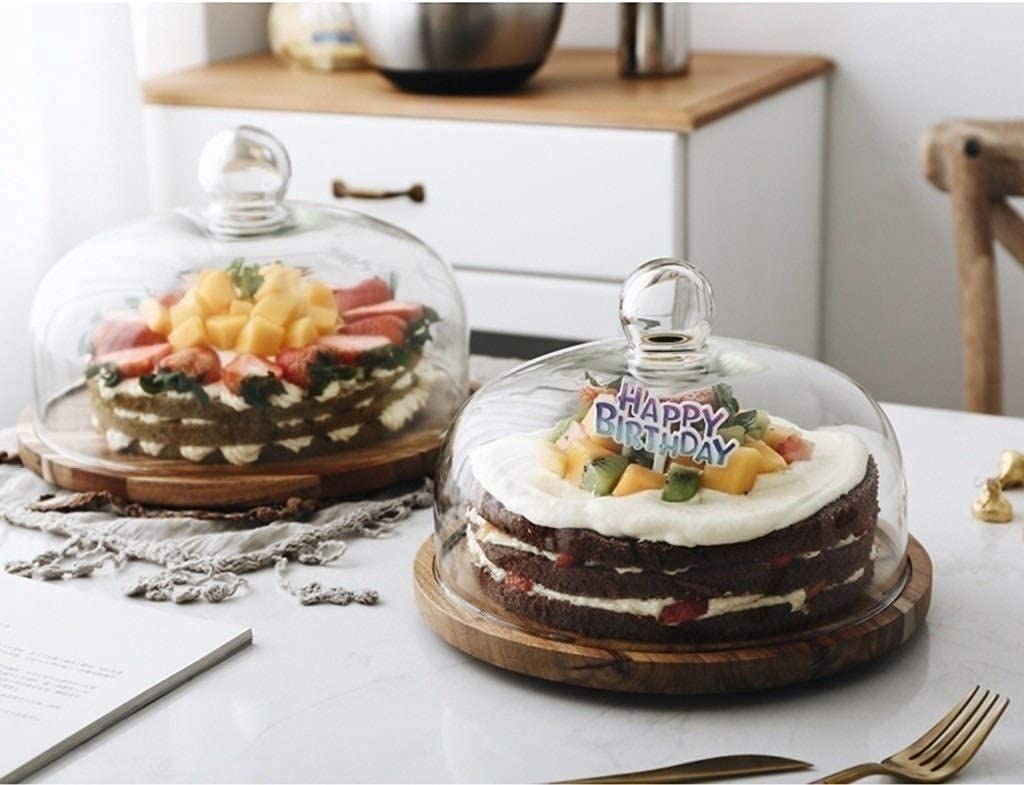 Alzata per torta a cupola, piatto in legno per la casa, per ristoranti, feste, macedonie, insalata, torta, insalata, può essere utilizzata per cene di nozze (Khaki 28,2 x 28,2 x 20,8 cm)