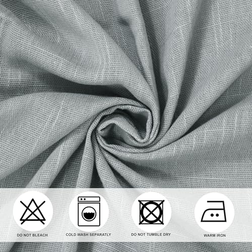Image of THE LINEN COMPANY Window Curtains Sheer Cotton Curtains with Pom Pom Lace Rod Pocket Transparent Net Curtains for Window Curtains Door Curtains Light Grey 7.5 Ft Pack of 2