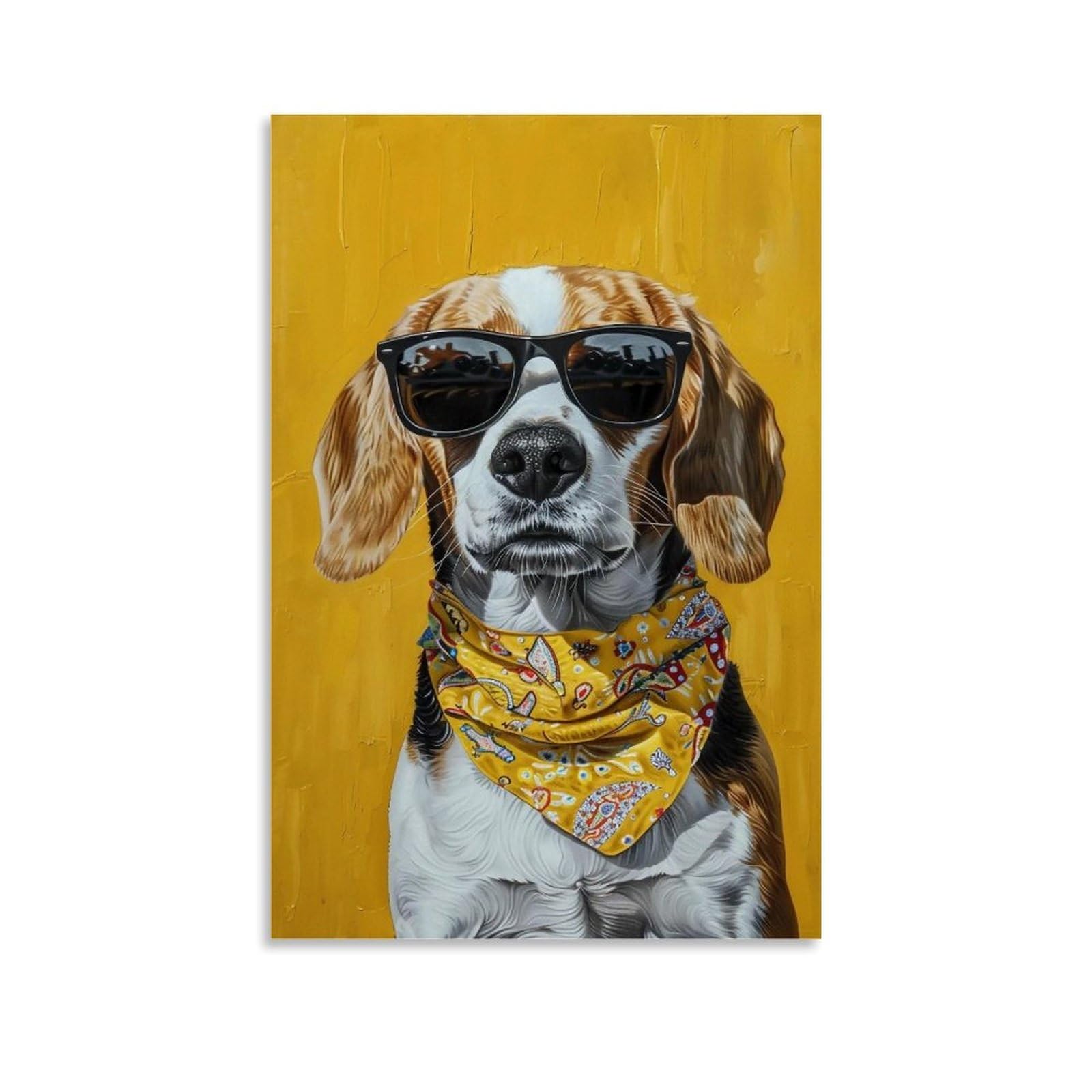 HUERYRYHY Sunglasses Dalmatian 02 Poster Wall Art Canvas Vintage Aesthetic Painting Decor for Rooms 24x36inch Unframe-style