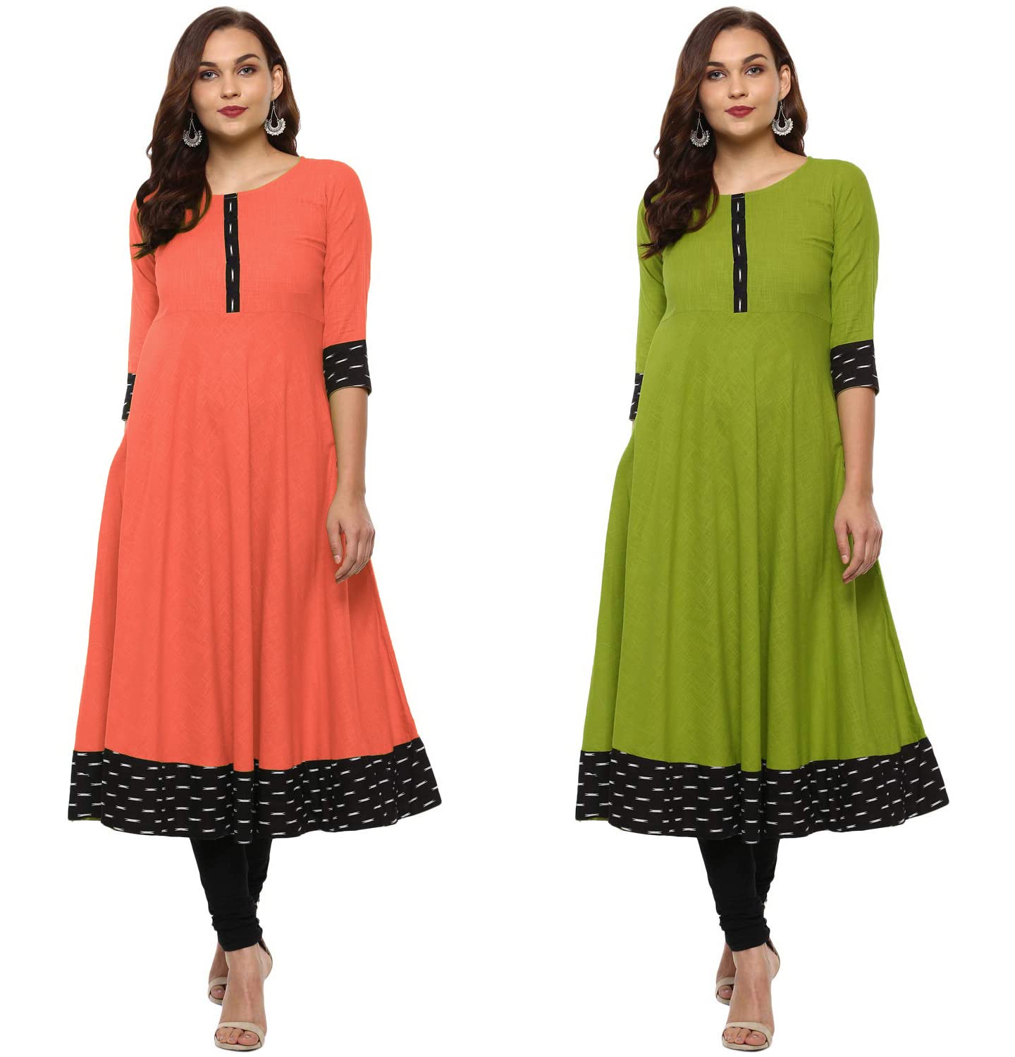 NATEK Women Cotton anarkali kurti combo pack of 2
