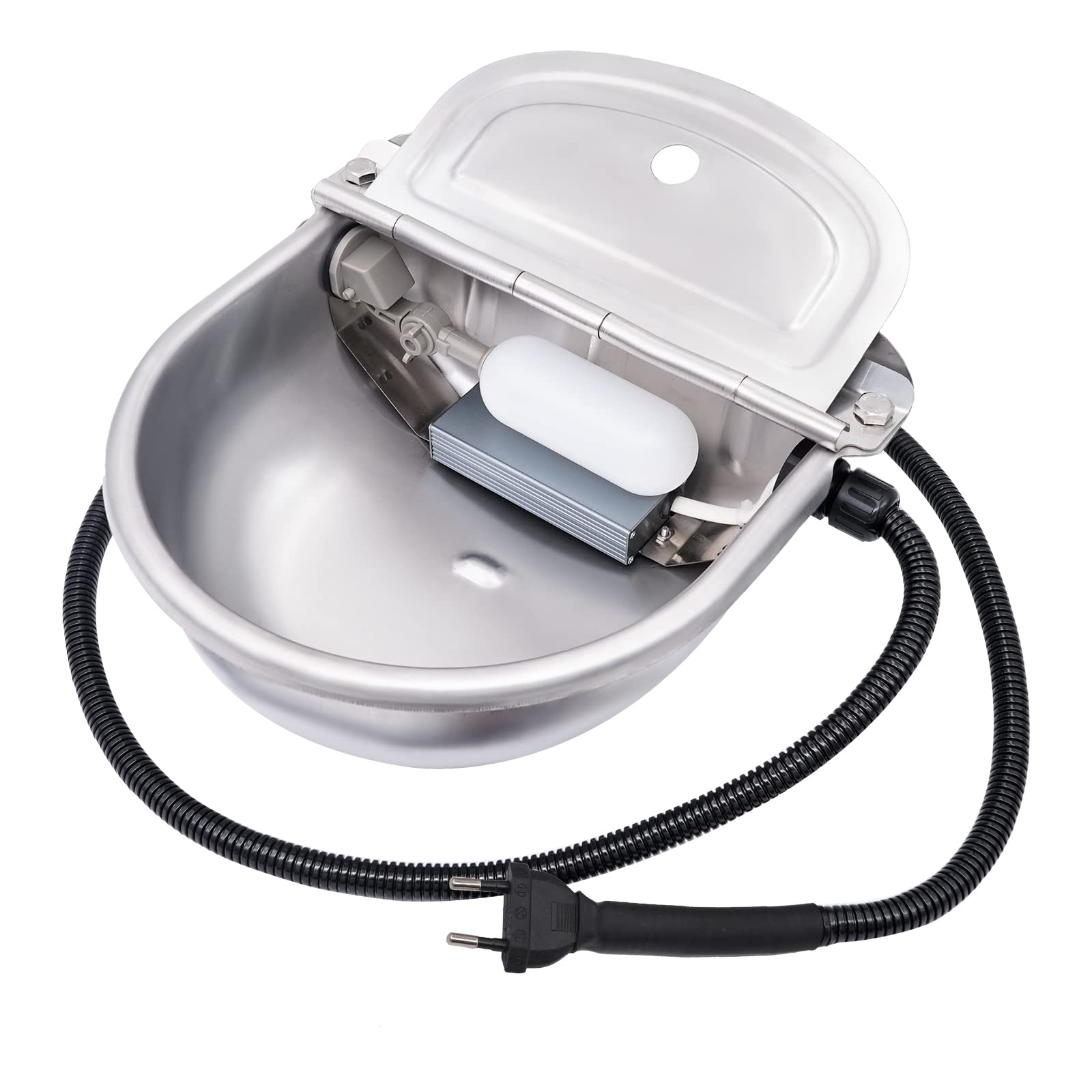 Abreuvoir Chauffant Automatique en Acier Inoxydable 220V, avec Robinet à Bille Réglable pour Chevaux, Bovins, Vaches, Chiens, Chèvres, Moutons et Porcs
