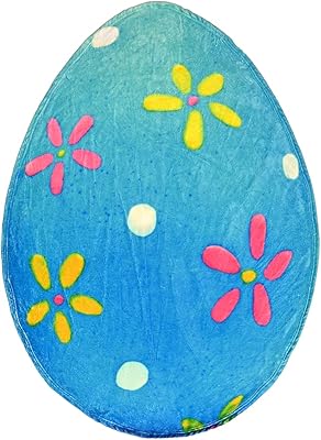 Blue with Flowers Easter Egg Shaped Blanket 60