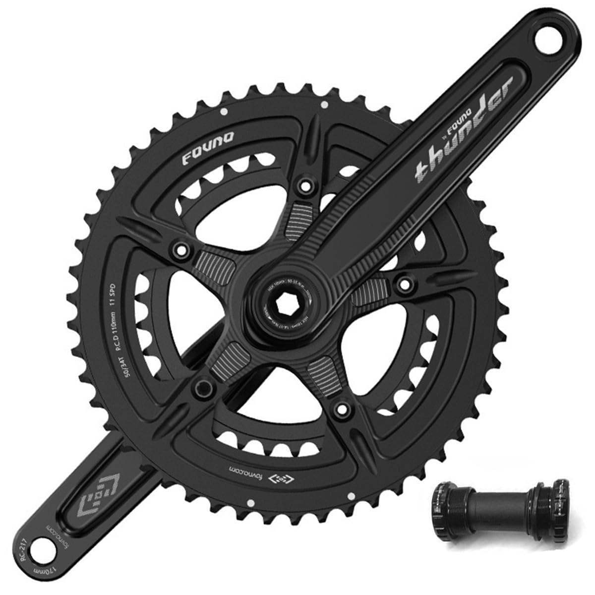 Pédalier Vélo Route - Manivelle Creuse 170 Mm - Plateau 110 BCD - Compatible Shimano