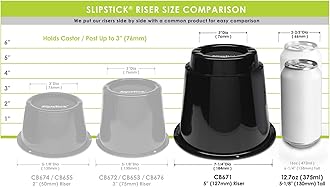 Slipstick CB671 5 Inch Bed Risers/Furniture Raisers with Steel Reinforced Holder Top, Lifts Height 5" (4 Pack) Supports 2,640 Pounds, Round, Black, Stackable with CB674 & CB672