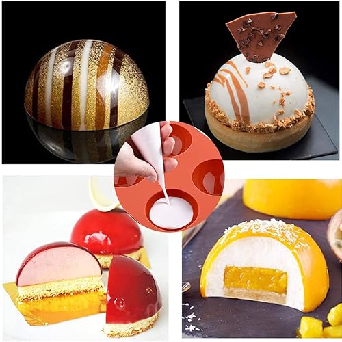 Miniatura 6 de Moldes de silicona para chocolate, moldes de chocolate con 6 agujeros de gelatina semiesfera, 2 paquetes de moldes de bomba de cacao caliente para
