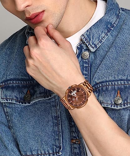Image of LIMESTONE Day & Date Functioning Original Copper Plated HMTS Quartz Analog Watch - for Men