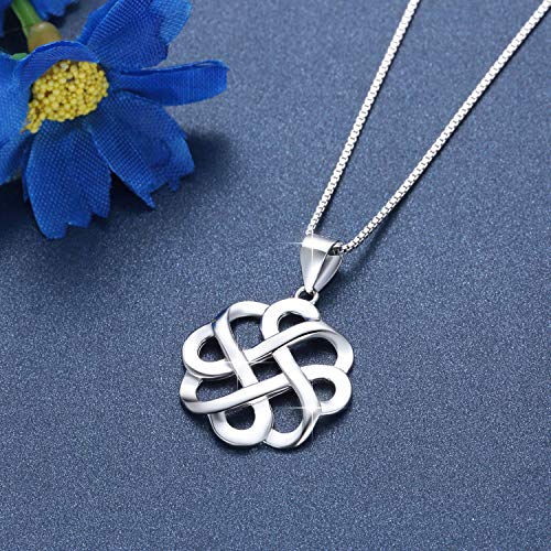 925 Sterling Silver Good Luck Polished Celtic Knot Cross Pendant Necklace for Womens4