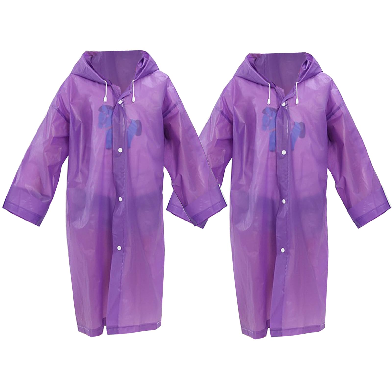 2 Piezas Infantiles Impermeable Chubasquero, Poncho Lluvia con Capucha, EVA Ponchos Lluvia Niños, Reutilizable, para Ciclismo Aire Libre, Camping, Viajes y Pesca (Púrpura)