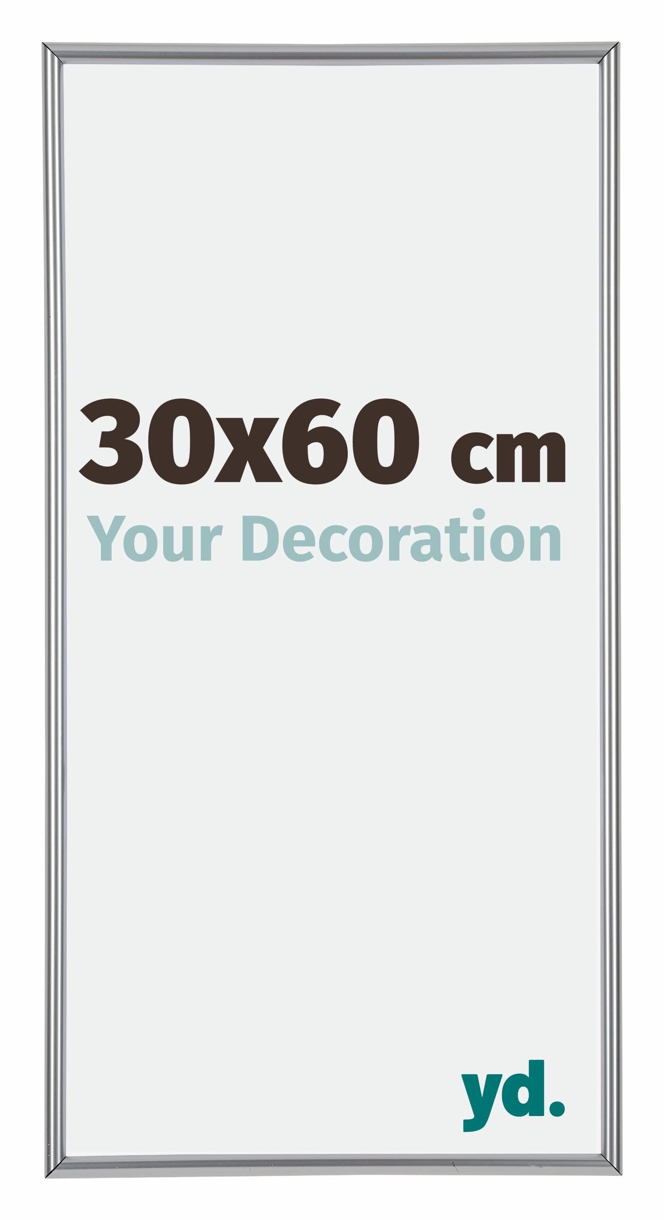 Your Decoration - Picture Frame 30,00x60,00 cm - Silver High Gloss - UV Resistant Glass Plate - Anti-Reflective -Annecy
