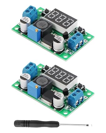 LM-2596 DC to DC Step Down Module,Adjustable Voltage Regulator 4V-40V to 1.25-37V Up to 2A,Buck Power Supply with LED Voltmeter Display2-Pack